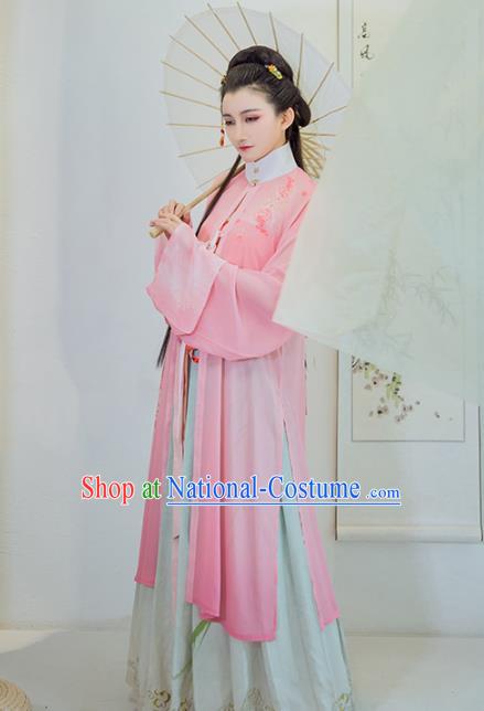 Chinese Ancient Rich Lady Embroidered Blouse and Skirt Traditional Ming Dynasty Nobility Female Costumes for Women