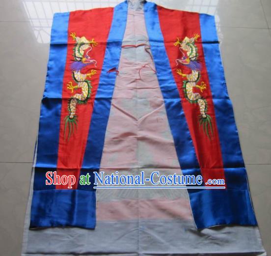 Chinese National Quanzhen Red Taoist Frock Embroidered Dragon Cassock Traditional Taoism Rites Costume for Men