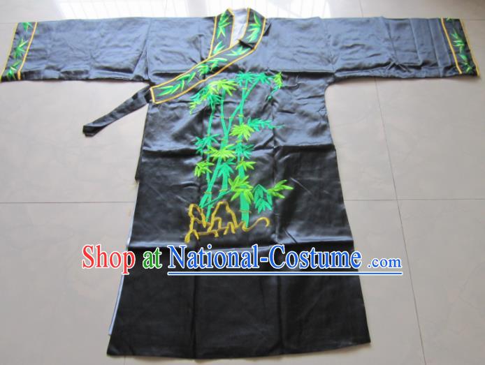 Chinese Traditional God Embroidered Black Priest Frock Taoism Deity Costume