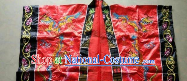 Chinese National Quanzhen Taoist Frock Embroidered Dragon Red Cassock Traditional Taoism Rites Costume for Men