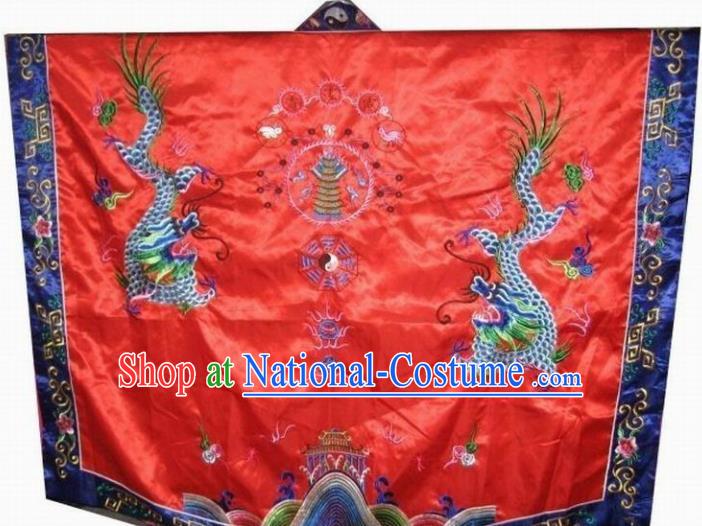 Chinese National Quanzhen Taoist Frock Embroidered Cassock Traditional Taoism Rites Costume for Men