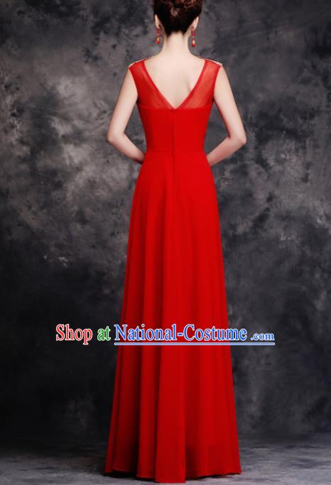 Top Compere Catwalks Chorus Red Full Dress Evening Party Compere Costume for Women