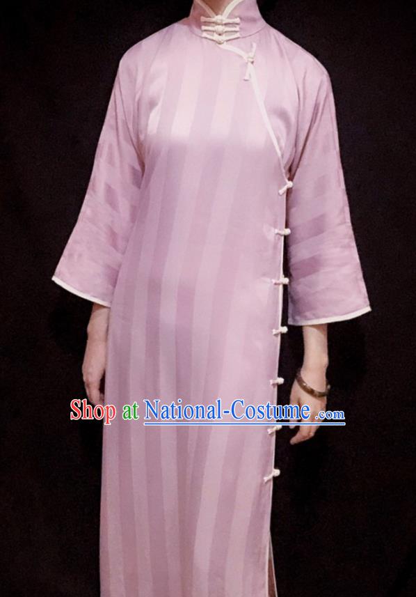 Chinese Traditional Pink Qipao Dress National Tang Suit Cheongsam Costumes for Women