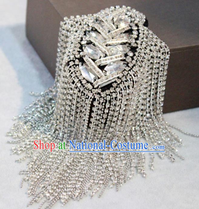 Top Cosplay Crystal Shoulder Board Compere Argent Tassel Shoulder Knot