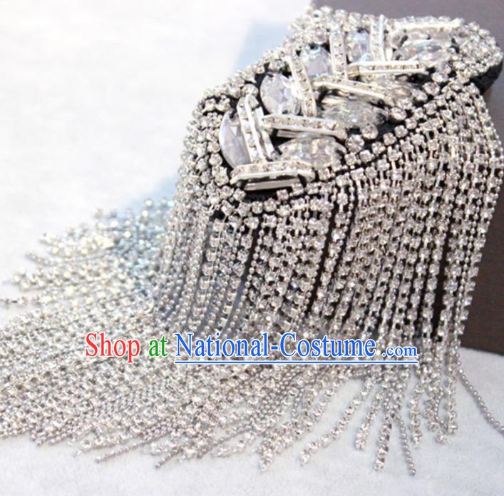 Top Cosplay Crystal Shoulder Board Compere Argent Tassel Shoulder Knot