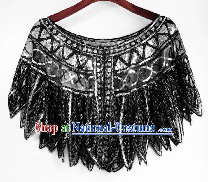 Top Professional Latin Dance Argent Sequins Cloak Modern Dance Blouse Stage Performance Costume for Women