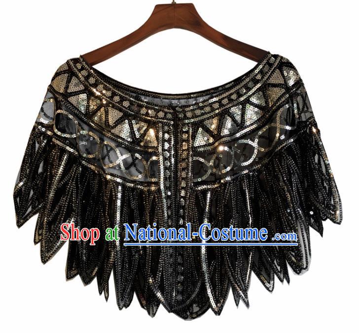 Top Professional Latin Dance Golden Sequins Cloak Modern Dance Blouse Stage Performance Costume for Women