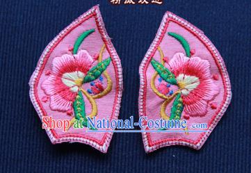 Chinese Traditional Pink Embroidered Patch Embroidery Craft Embroidering Accessories