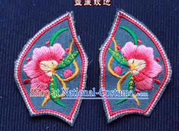 Chinese Traditional Blue Embroidered Patch Embroidery Craft Embroidering Accessories