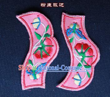 Chinese Traditional Embroidered Butterfly Pink Patch Embroidery Craft Embroidering Accessories