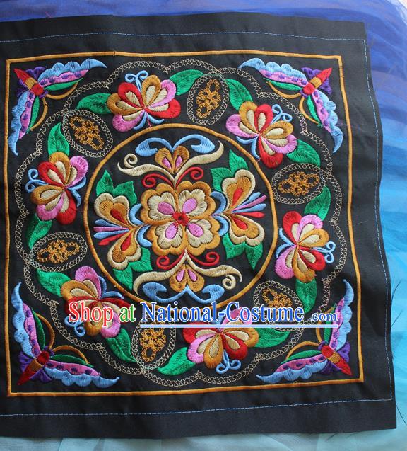 Chinese Traditional Embroidered Butterfly Black Patch Embroidery Craft Embroidering Accessories