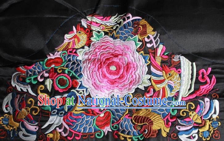 Chinese Traditional Embroidered Dragon Peony Patch Embroidery Craft Embroidering Accessories