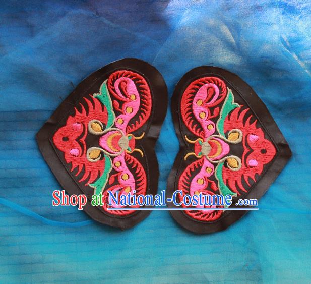 Chinese Traditional Embroidered Butterfly Heart Shape Patch Embroidery Craft Embroidering Accessories