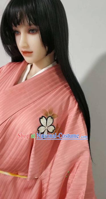 Traditional Japan Geisha Printing Sakura Pink Furisode Kimono Asian Japanese Fashion Apparel Costume for Women