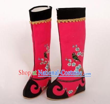 Chinese Traditional Handmade Hanfu Red Boots Ancient Swordsman Shoes for Women