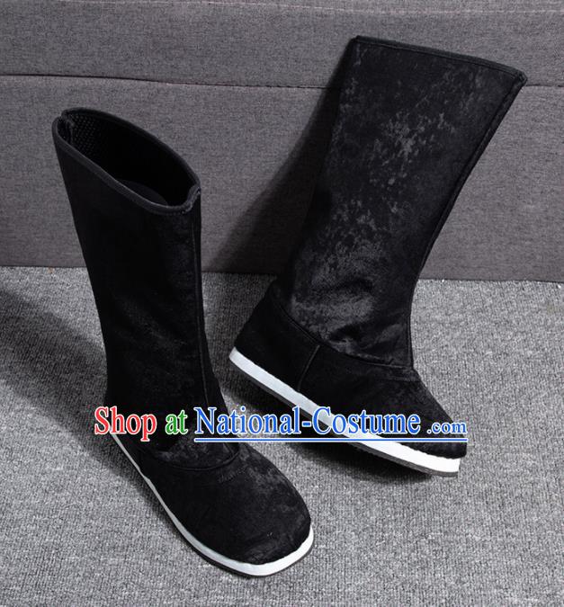 Chinese Traditional Handmade Hanfu Black Boots Ancient Swordsman Shoes for Men