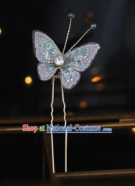 Chinese Traditional Hanfu Light Grey Butterfly Hairpins Ancient Princess Hair Accessories for Women