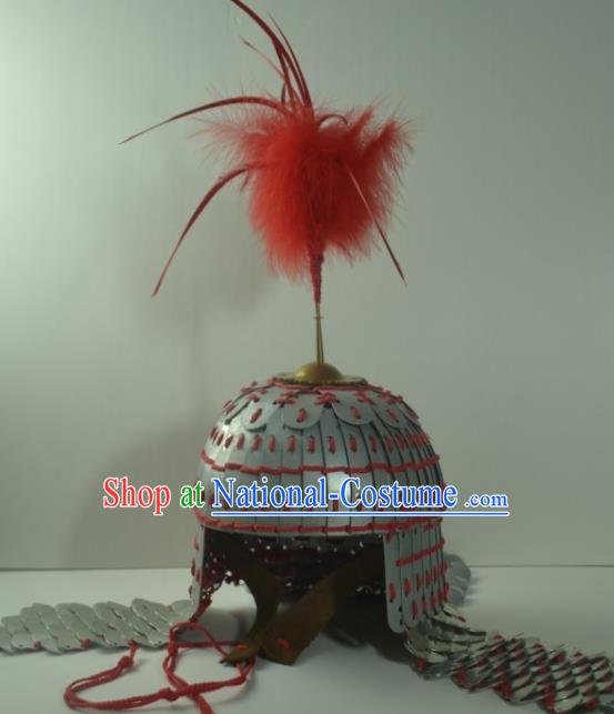 Chinese Traditional Ming Dynasty General Helmet Ancient Soldier Hat Headwear for Men