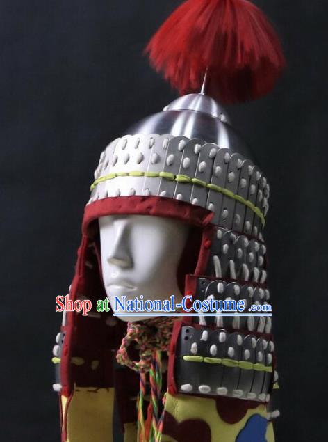 Chinese Traditional Ming Dynasty General Helmet Ancient Soldier Hat Headwear for Men