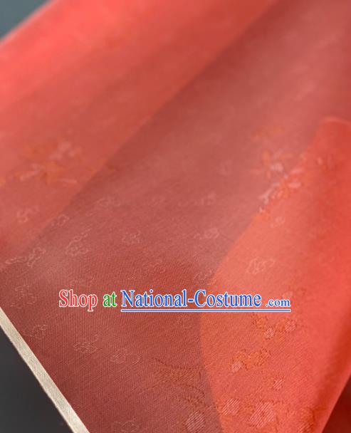 Chinese Traditional Classical Clouds Pattern Design Watermelon Red Silk Fabric Asian Hanfu Material