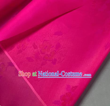 Chinese Traditional Classical Flowers Pattern Design Rosy Silk Fabric Asian Hanfu Material