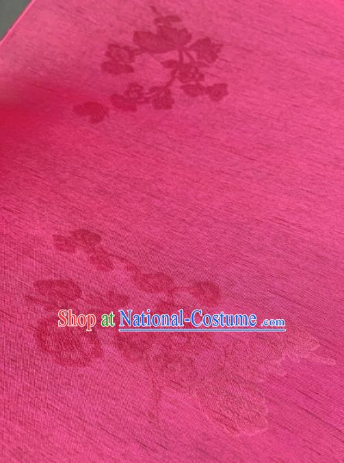 Chinese Traditional Classical Plum Blossom Pattern Design Rosy Silk Fabric Asian Hanfu Material