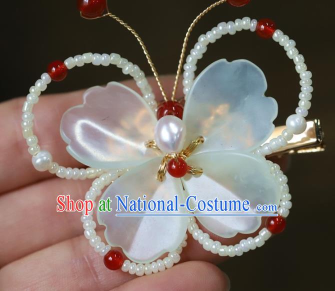 Traditional Chinese Handmade Beads Butterfly Hair Claw Headdress Ancient Hanfu Hair Accessories for Women