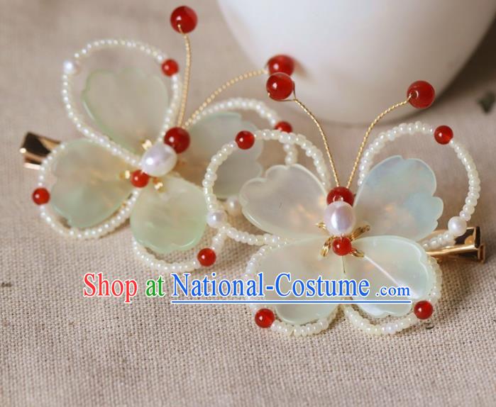 Traditional Chinese Handmade Beads Butterfly Hair Claw Headdress Ancient Hanfu Hair Accessories for Women