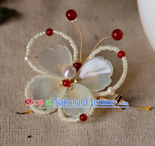 Traditional Chinese Handmade Beads Butterfly Hair Claw Headdress Ancient Hanfu Hair Accessories for Women