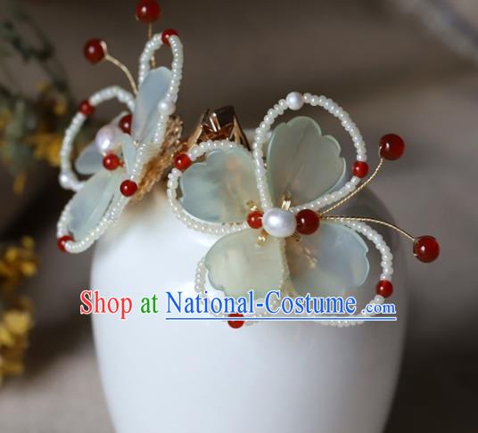 Traditional Chinese Handmade Beads Butterfly Hair Claw Headdress Ancient Hanfu Hair Accessories for Women