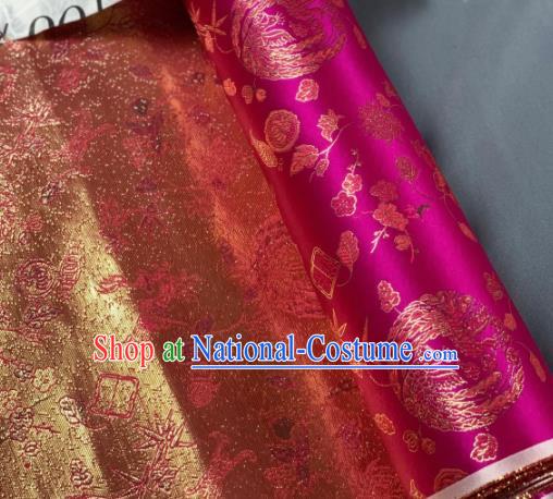 Chinese Classical Bamboo Leaf Pattern Design Rosy Silk Fabric Asian Traditional Hanfu Brocade Material