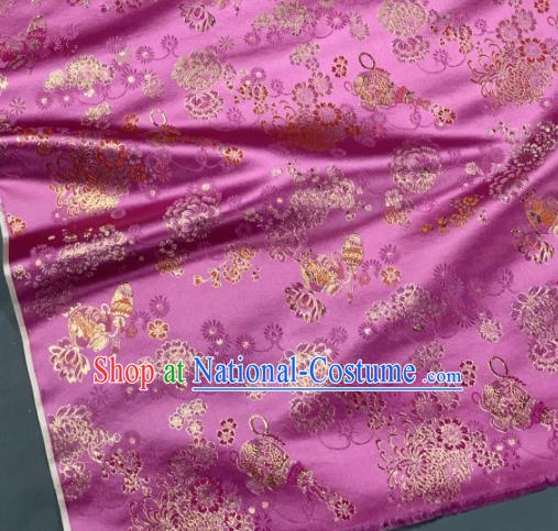 Chinese Classical Chrysanthemum Pattern Design Pink Silk Fabric Asian Traditional Hanfu Brocade Material