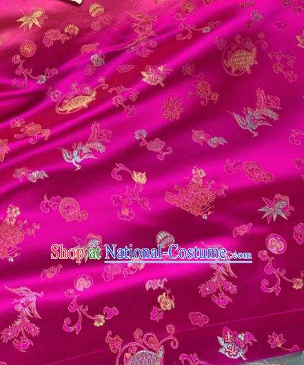 Chinese Classical Phoenix Bamboo Pattern Design Rosy Silk Fabric Asian Traditional Hanfu Brocade Material