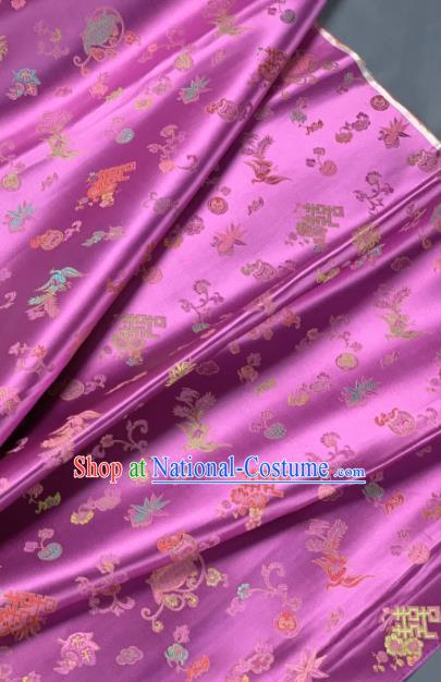 Chinese Classical Phoenix Bamboo Pattern Design Lilac Silk Fabric Asian Traditional Hanfu Brocade Material