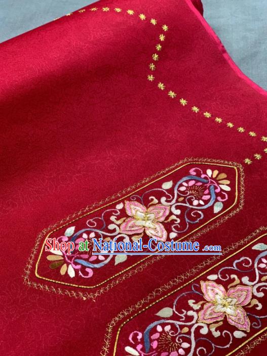 Chinese Classical Embroidered Pattern Design Red Silk Fabric Asian Traditional Hanfu Brocade Material