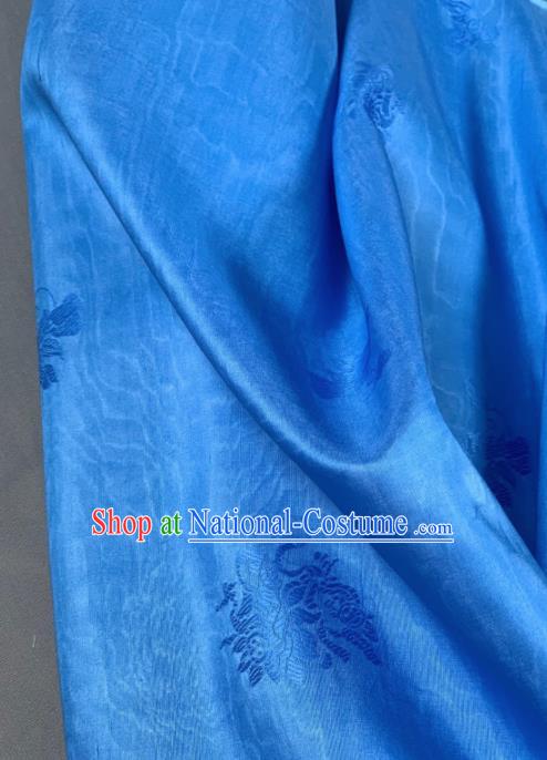 Chinese Classical Flowers Pattern Design Light Blue Silk Fabric Asian Traditional Hanfu Brocade Material