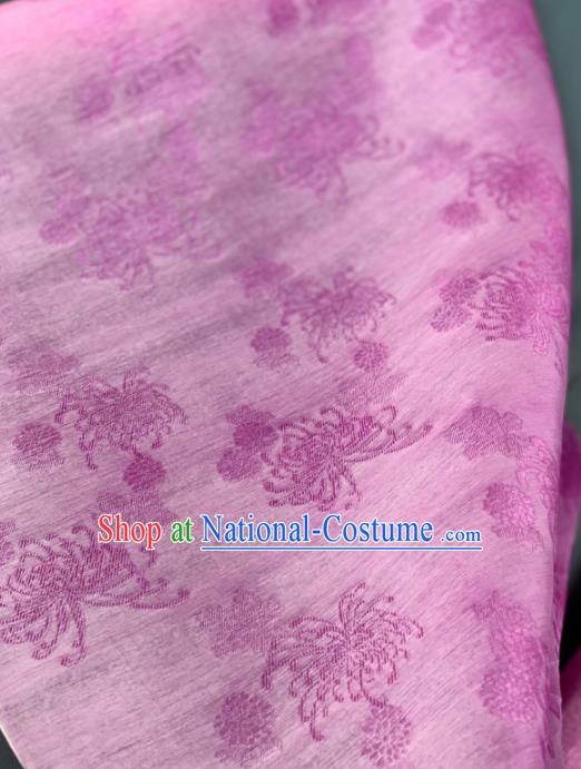 Chinese Classical Chrysanthemum Pattern Design Lilac Silk Fabric Asian Traditional Hanfu Brocade Material