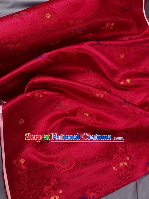 Chinese Classical Pattern Design Red Silk Fabric Asian Traditional Hanfu Brocade Material