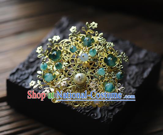 Traditional Chinese Handmade Palace Brass Hairpins Headdress Ancient Hanfu Hair Accessories for Women