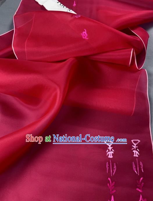 Asian Chinese Traditional Embroidered Pattern Design Red Silk Fabric Hanfu Material