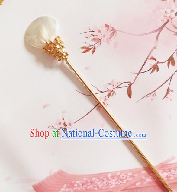 Traditional Chinese Golden Shell Hairpin Headdress Ancient Court Hair Accessories for Women