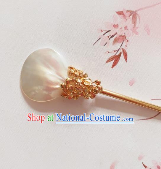 Traditional Chinese Golden Shell Hairpin Headdress Ancient Court Hair Accessories for Women