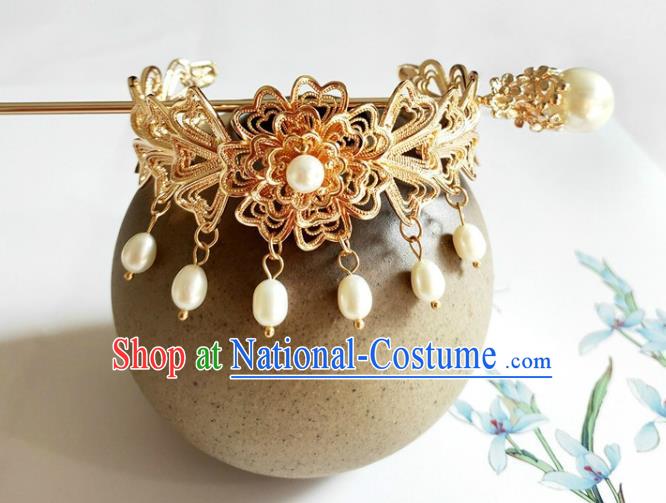 Traditional Chinese Golden Hairdo Crown and Hairpin Headdress Ancient Swordsman Hair Accessories for Women