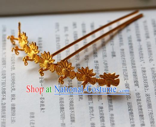 Traditional Chinese Ming Dynasty Golden Six Phoenix Hairpins Headdress Ancient Court Hair Accessories for Women