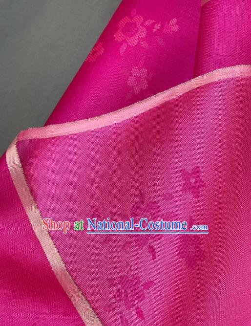 Chinese Traditional Classical Plum Blossom Pattern Design Rosy Silk Fabric Asian Hanfu Material