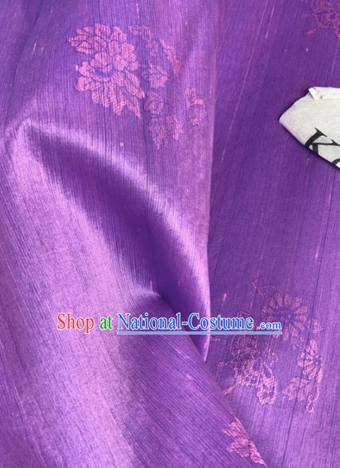 Chinese Traditional Classical Peony Chrysanthemum Pattern Design Purple Silk Fabric Asian Hanfu Material