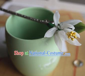 Traditional Chinese White Magnolia Hairpin Headdress Ancient Court Hair Accessories for Women