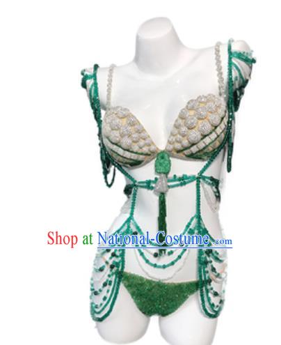 Top Miami Catwalks Green Underwear Stage Show Brazilian Carnival Costume for Women