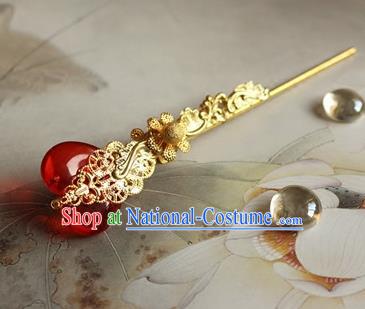 Traditional Chinese Bride Golden Hairpin Headdress Ancient Court Hair Accessories for Women