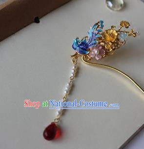 Traditional Chinese Bride Cloisonne Hairpin Headdress Ancient Court Hair Accessories for Women